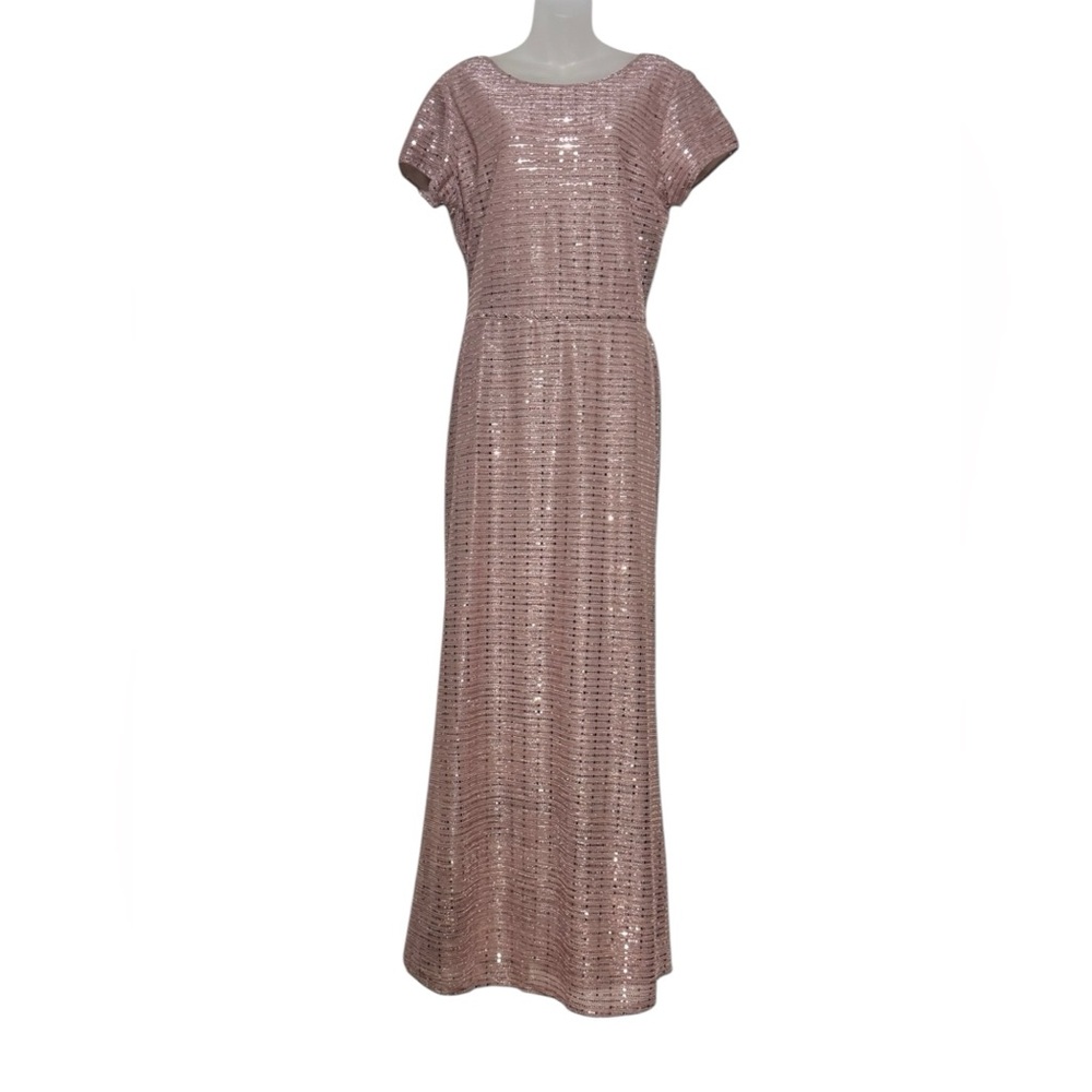Rose Gold Sequin Maxi Dress by Leslie Fay